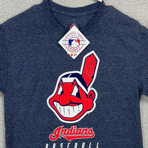 Cleveland Indians Mens T-Shirt Small Blue Graphic Tee Short Sleeve Majestic NEW